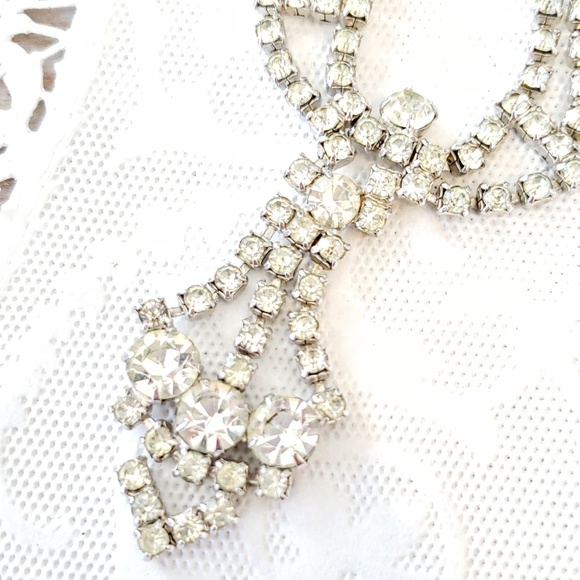 GORGEOUS Vintage Rhinestone Necklace-Fancy-Bridal - Picture 2 of 6